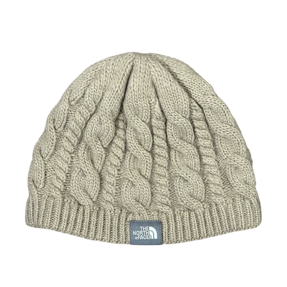 The North Face Wool Alpaca Blend Cable Knit Hat Fleece Ear Band Beanie Womens OS